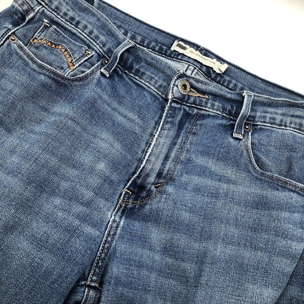 Levis 505 Womens Straight Leg Jeans 10 Medium Wash Classic Comfort Embroidered